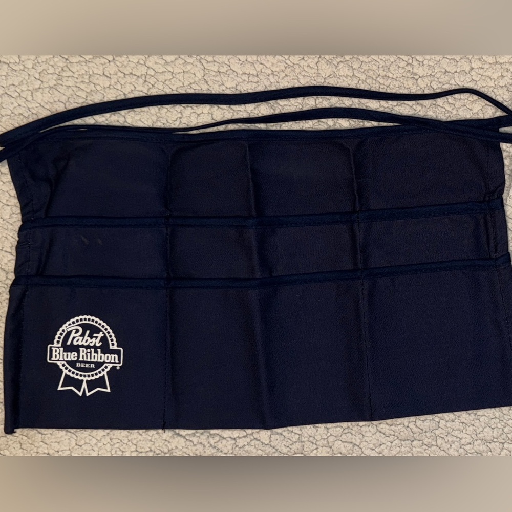 Vintage Pabst Blue Ribbon Restaurant Server Apron Cocktail Bar Dark Blue PBR